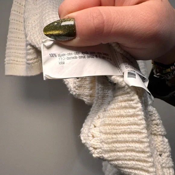Zara size large Cream Crochet half Button-Up Top - Picture 3 of 5